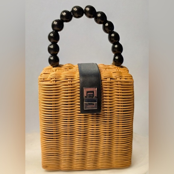 wicker Handbags - Little Wicker Handbag with beaded handle 
7”high 6” wide